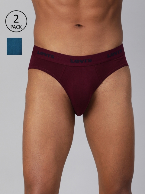 

Levis Men Pack of 2 Solid Briefs #009-BRIEF, Maroon