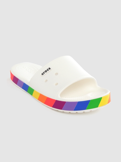 

Crocs Unisex White Solid Sliders