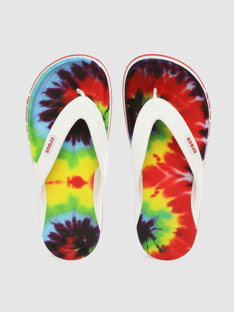 

Crocs Unisex White & Red Dyed Thong Flip-Flops