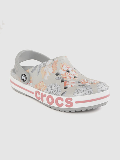 

Crocs Unisex Grey & Orange Floral Print Clogs