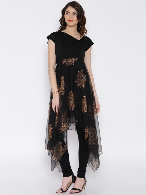 

Ira Soleil Black Printed Kurta