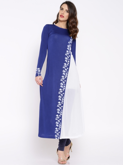 

Ira Soleil Blue & Off-White Printed Kurta