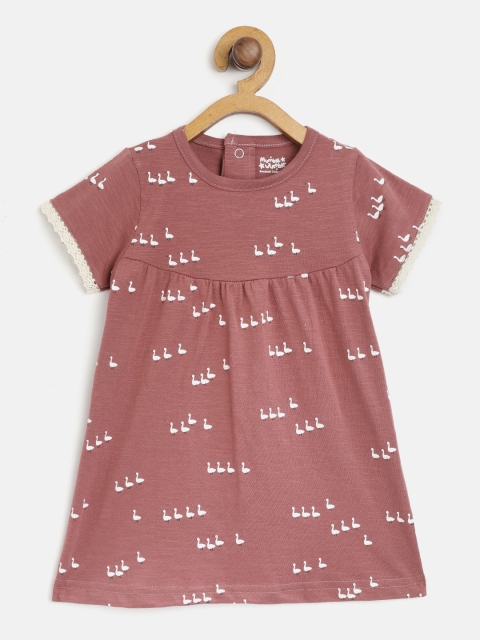 

Mumble Jumble Girls Rust Brown & White Printed Empire Top
