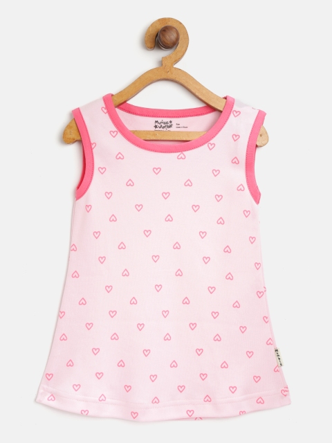 

Mumble Jumble Girls Pink Heart Print Round Neck T-shirt