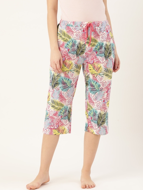 

9teenAGAIN Women Multicoloured Tropical Print Regular Fit Lounge Capris, Multi