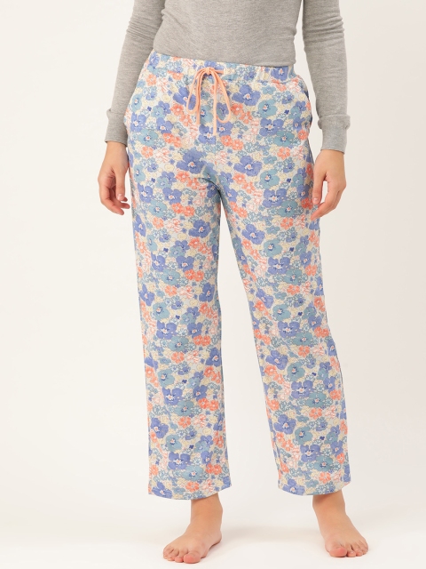 

9teenAGAIN Women Blue & Orange Printed Lounge Pants