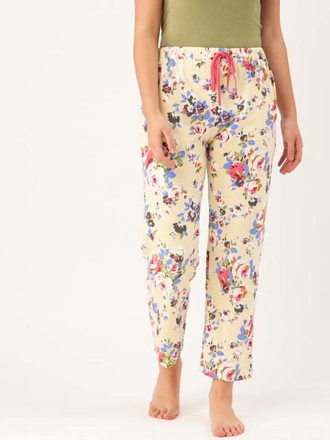 

9teenAGAIN Women Beige & Pink Printed Lounge Pants