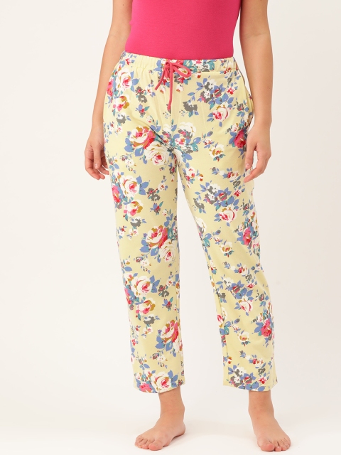 

9teenAGAIN Women Yellow & Blue Printed Lounge Pants