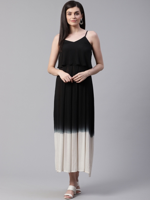 

ATRAENTA Women Black & Off-White Dyed Maxi Dress