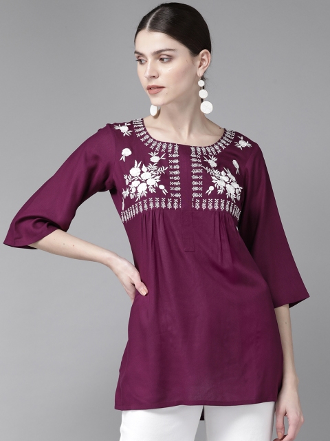 

Women Purple & White Yoke Design Kurti