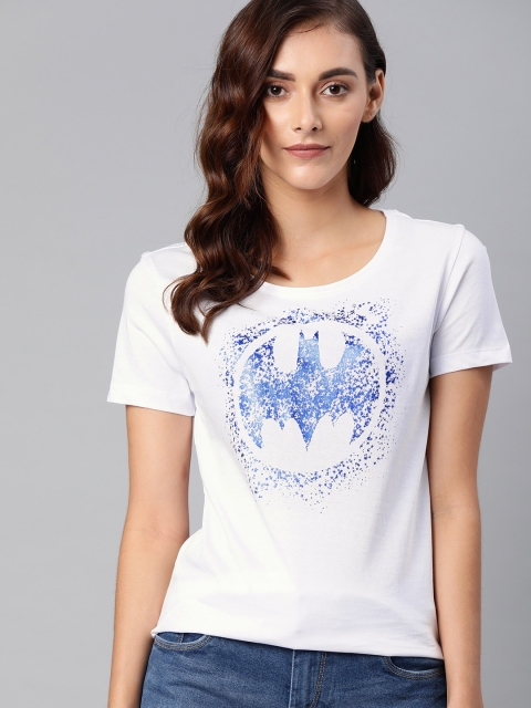 

Huetrap Batman Women White Round Neck T-shirt