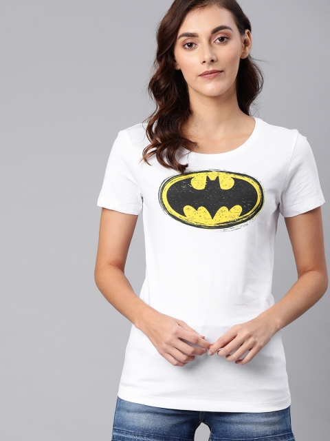

Huetrap Batman Women White Round Neck Pure Cotton T-shirt