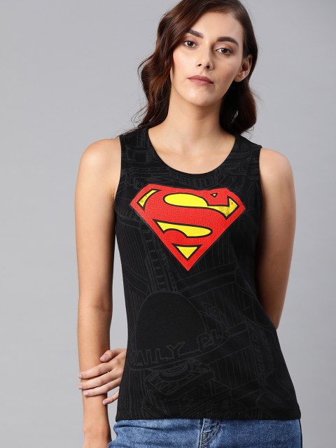 

Huetrap Superman Women Black Pure Cotton T-shirt