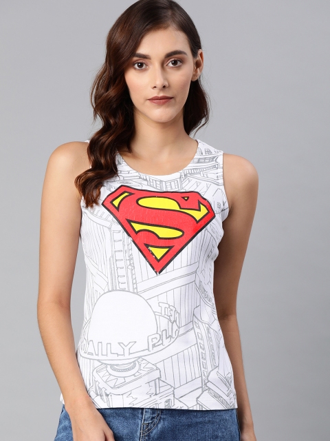 

Huetrap Superman Women White Grey Pure Cotton T-shirt