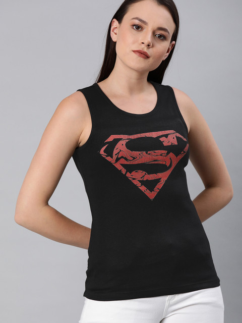 

Huetrap Superman Women Black Pure Cotton T-shirt