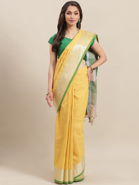 

7Rainbow Yellow Solid Saree