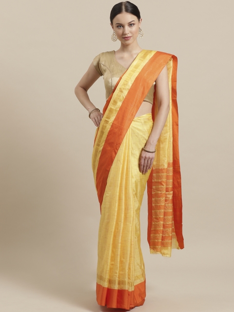 

7Rainbow Yellow & Orange Solid Saree
