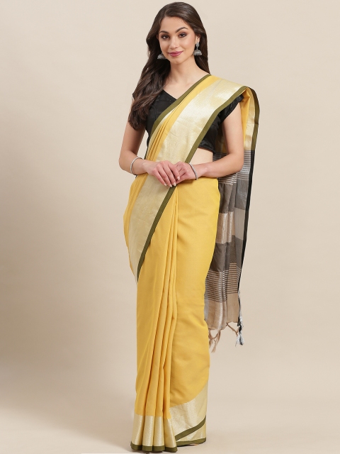 

7Rainbow Yellow Solid Saree