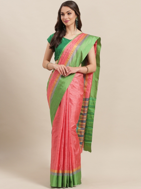 

7Rainbow Pink & Grey Woven Design Saree