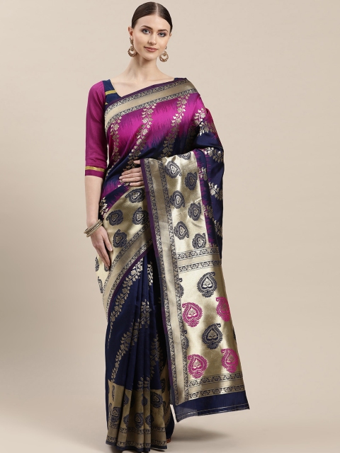 

Chhabra 555 Navy Blue & Golden Zari Woven Design Kanjeevaram Saree