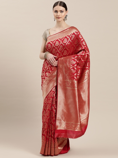 

Chhabra 555 Red & Golden Zari Woven Design Kanjeevaram Saree