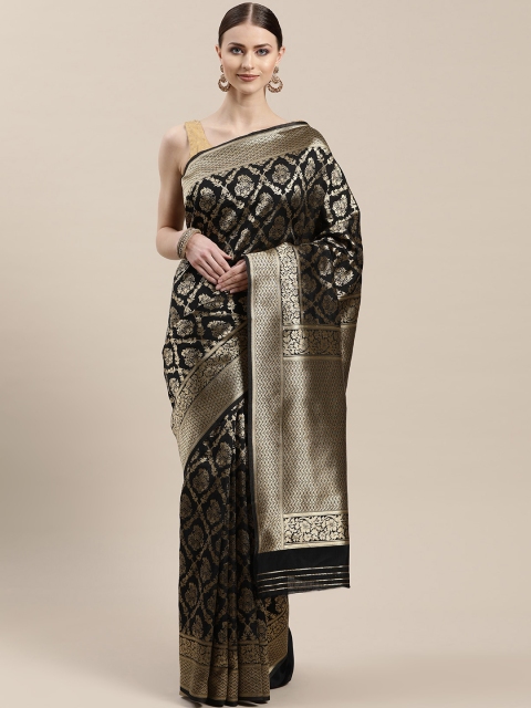 

Chhabra 555 Black & Golden Woven Design Kanjeevaram Saree