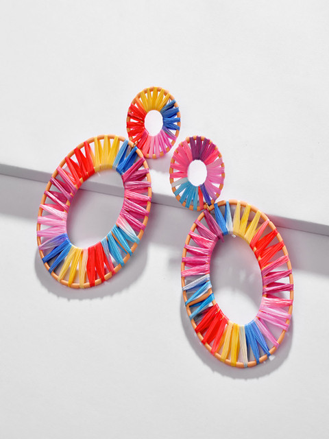 

AQUASTREET Multicoloured Oval Drop Earrings, Multi