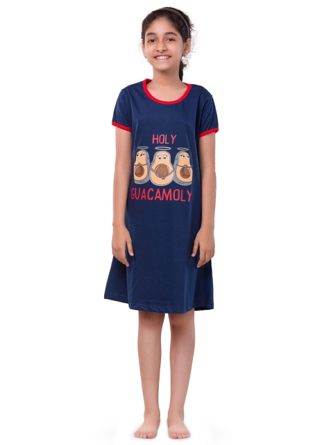 

Todd N Teen Girls Navy Blue & Red Printed Nightdress