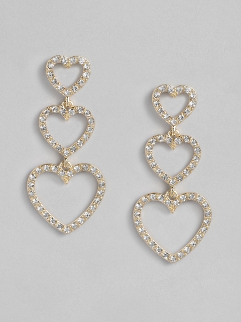 

Accessorize Gold-Toned Heart Shaped Drop Earrings