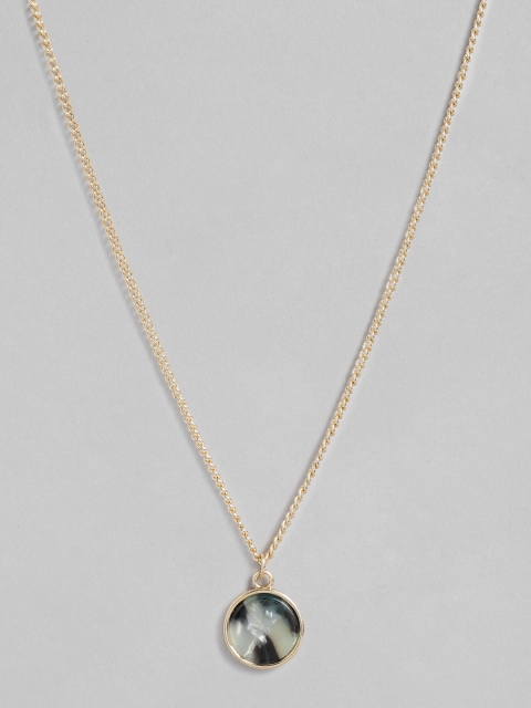 

Accessorize Green & Gold-Toned Mottles Disc Pendant With Chain