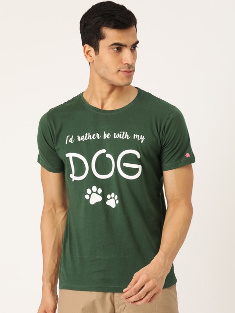 

PRINTOCTOPUS Men Green & White Printed Round Neck T-shirt