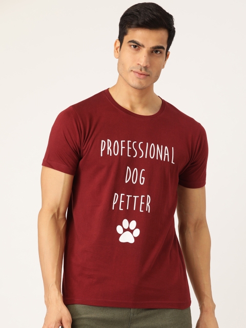 

PRINTOCTOPUS Men Maroon & White Printed Round Neck T-shirt