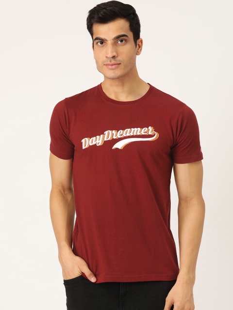 

PRINTOCTOPUS Men Maroon & White Printed Round Neck T-shirt