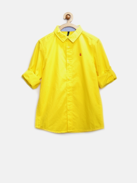 

United Colors of Benetton Boys Yellow Regular Fit Solid Casual Shirt