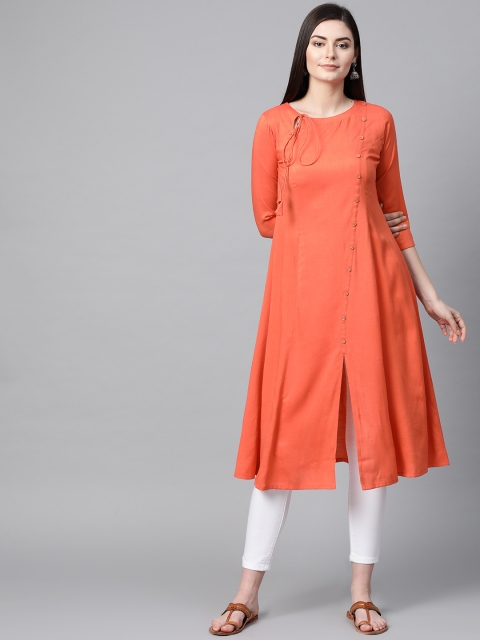 

Sbo Fashion Women Coral Orange Solid A-Line Kurta