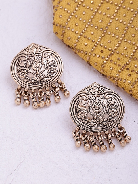 

ToniQ Gold-Toned Antique Oval-Shaped Oversized Studs