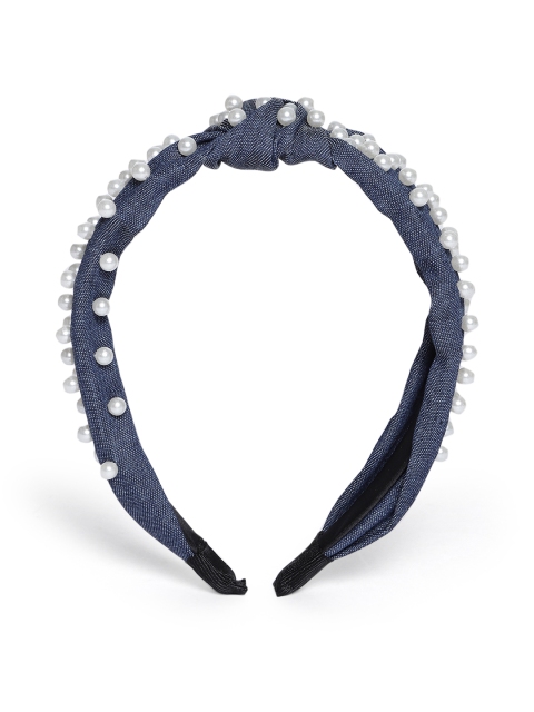 

ToniQ Navy Blue Pearl Beaded Top Knot Hairband