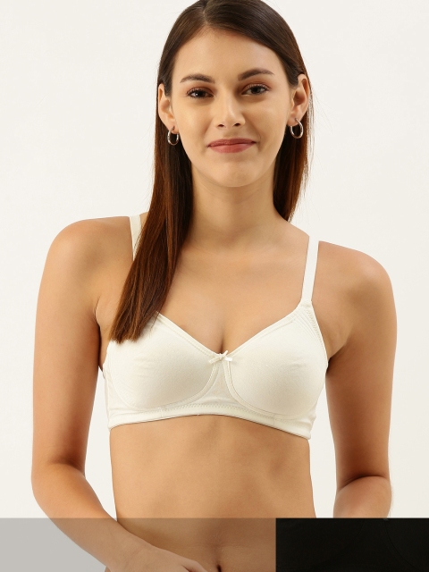 

DressBerry Pack of 2 Off-White & Black Non-Wired Non Padded Everyday Bras DB-PM-ENC1-040