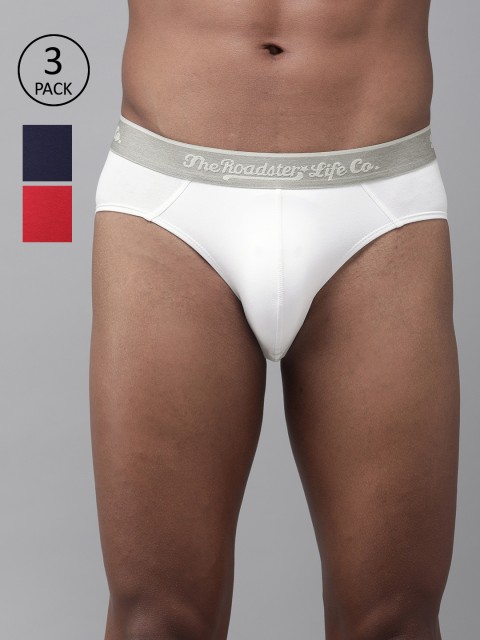

Roadster Men Pack of 3 Solid Briefs RDST-BRF1-3PP-CM, White