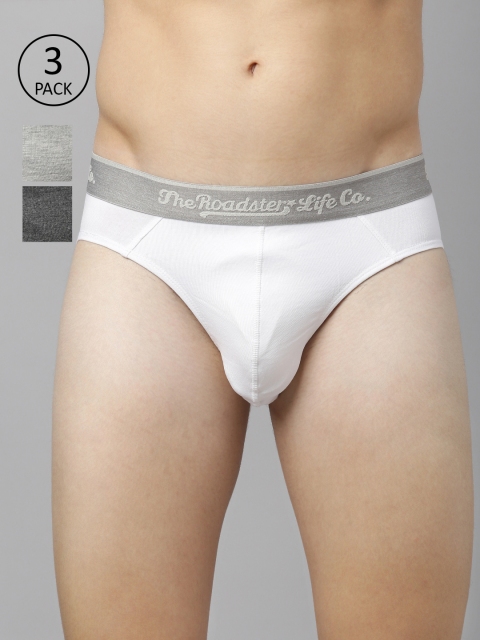 

Roadster Men Pack of 3 Solid Briefs RDST-BRF1-3PP-DM, Grey melange