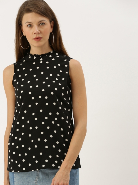 

AND Women Black & White Printed Sleeveless Top With High Neck