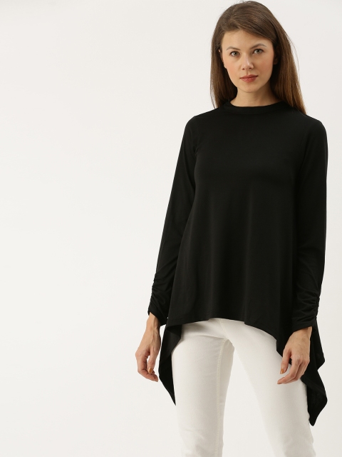 

AND Women Black Solid Knitted A-Line Top
