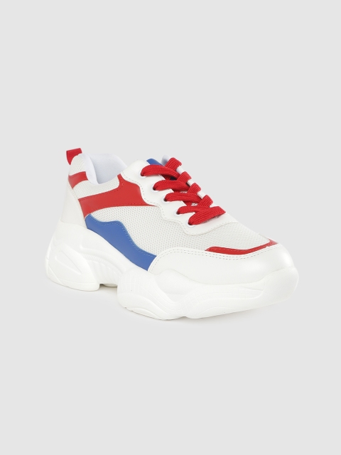 

Lavie Women White & Red Colourblocked Sneakers