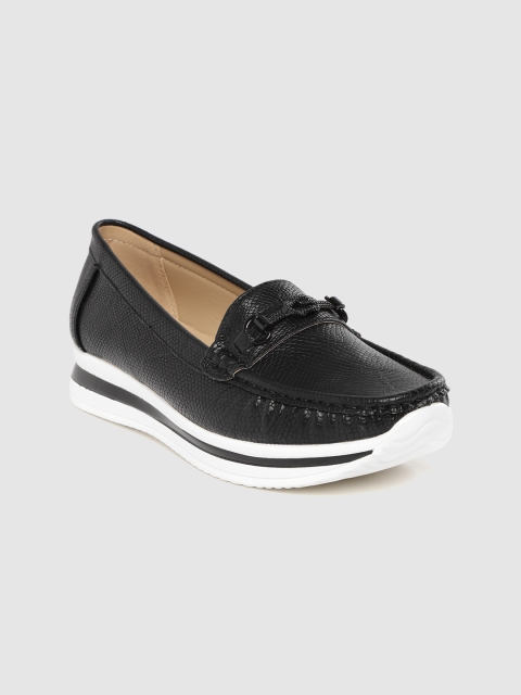 

Lavie Women Black Snakeskin Textured Loafers