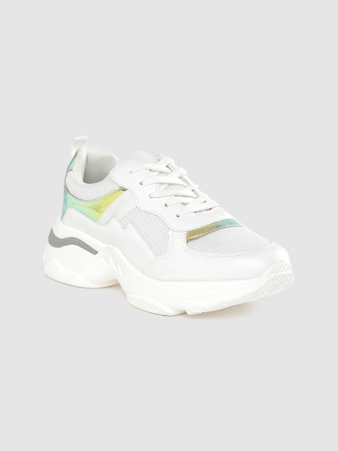 

Lavie Women White Solid Flatform Sneakers With Iridescent Effect