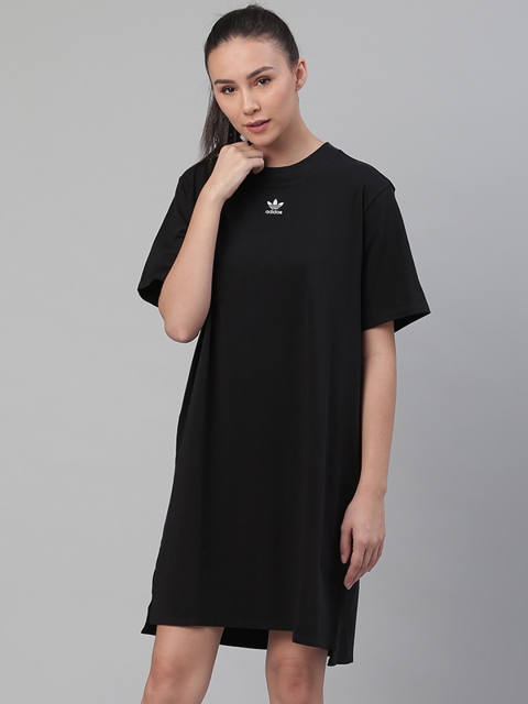 

ADIDAS Originals Women Black Printed Back Trefoil T-shirt Dress