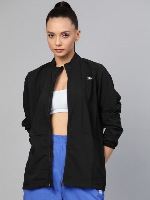 

Reebok Women Black Solid Running Essentials Wind Jacket