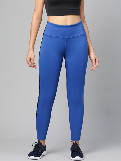 

Reebok Women Blue Solid Studio Lux 7/8 Read 2.0 Tights