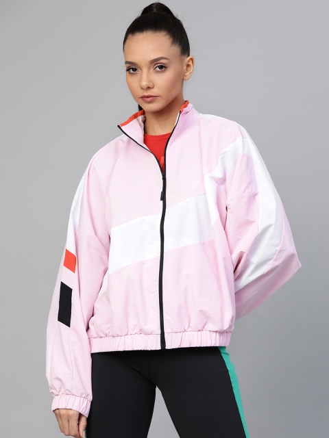 

Reebok Women Pink & White Colourblocked WOR Meet You There Training Jacket