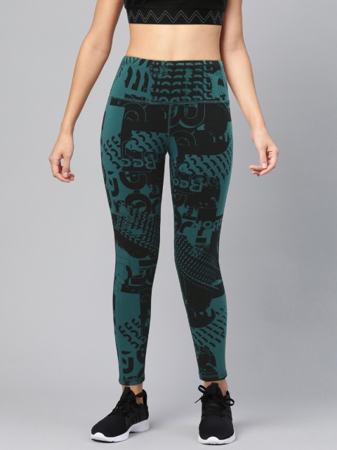 

Reebok Women Blue & Black Meet You There All Over Print Training Tights